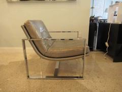Milo Baughman American Modern Polished Chrome Flat Bar Sling Chair Milo Baughman Style 1970s - 4692193