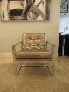 Milo Baughman American Modern Polished Chrome Flat Bar Sling Chair Milo Baughman Style 1970s - 4692202