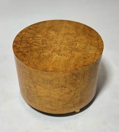 Milo Baughman Burl Olive Wood Drum Table wheels 1970 - 3153275