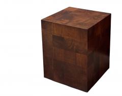 Milo Baughman Burl Walnut Patchwork Side End Table 1970 - 3959935