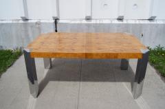Milo Baughman Burl Wood and Chrome Dining Table by Milo Baughman for Pace - 106880