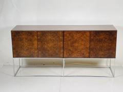 Milo Baughman Burlwood Chrome Sideboard by Milo Baughman for Thayer Coggin - 3104264