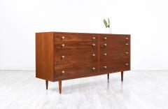 Milo Baughman California Modern Walnut Dresser with Tulip Style Pulls by Milo Baughman - 3213177