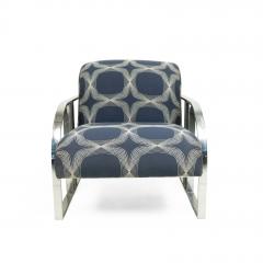 Milo Baughman Chrome and BlueArmchairs by Thayer Coggin - 2792207