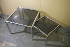Milo Baughman Chrome and smoked glass coffee table and side table attributed to Milo Baughman - 3392466