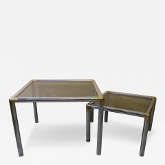 Milo Baughman Chrome and smoked glass coffee table and side table attributed to Milo Baughman - 3393766