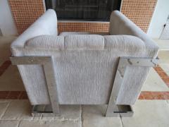 Milo Baughman Chunky Milo Baughman Chrome Flat Bar Lounge Chair Mid Century Modern - 1222499