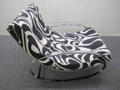 Milo Baughman Exciting Milo Baughman Style Chrome Oval Rocker Panton Fabric Mid Century - 1228997