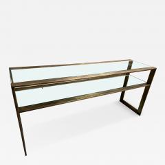 Milo Baughman Fabulous Milo Baughman style Patinated Brass 2 Tier Console Table Mid Century - 4434622