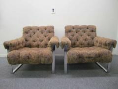 Milo Baughman Fabulous Pair of Milo Baughman Tufted Lounge Chairs Mid Century Modern - 1200552