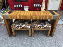 Milo Baughman Fabulous Set Milo Baughman style Console Mirror Pair Stools Mid Century Modern - 4696994