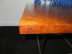 Milo Baughman Fantastic Milo Baughman Burled Walnut Side End Table Thin Chrome Frame - 1454138