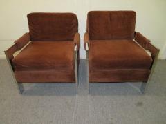 Milo Baughman Gorgeous Chunky Chrome Pair Milo Baughman Lounge Chairs Mid Century Modern - 1199941