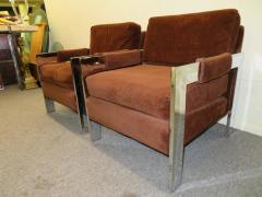 Milo Baughman Gorgeous Chunky Chrome Pair Milo Baughman Lounge Chairs Mid Century Modern - 1199943