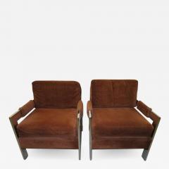 Milo Baughman Gorgeous Chunky Chrome Pair Milo Baughman Lounge Chairs Mid Century Modern - 1200967