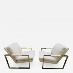 Milo Baughman Handsome Pair Milo Baughman Brass Cube Chairs Mid Century Modern - 1407302