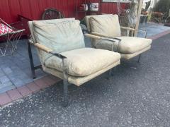 Milo Baughman Handsome Pair Milo Baughman Chrome Cube Chairs Mid Century Modern - 4478986