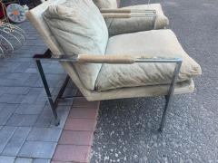 Milo Baughman Handsome Pair Milo Baughman Chrome Cube Chairs Mid Century Modern - 4478990