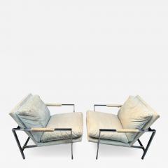 Milo Baughman Handsome Pair Milo Baughman Chrome Cube Chairs Mid Century Modern - 4483816