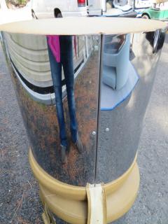 Milo Baughman Handsome Pair Milo Baughman Style 1960s Chrome Cylinder Stool Ottoman Midcentury - 3031730