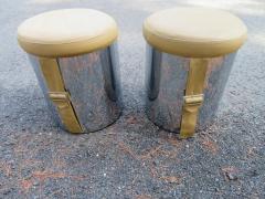 Milo Baughman Handsome Pair Milo Baughman Style 1960s Chrome Cylinder Stool Ottoman Midcentury - 3031790