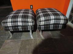 Milo Baughman Handsome Pair of Milo Baughman Style Chrome Leg Ottoman Stools - 1222515