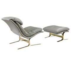 Milo Baughman Italian Leather Lounge Chair and Ottoman - 4660983
