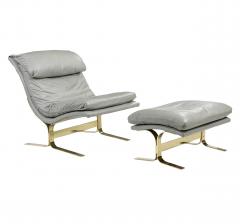Milo Baughman Italian Leather Lounge Chair and Ottoman - 4718012