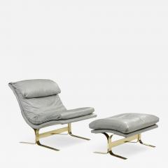 Milo Baughman Italian Leather Lounge Chair and Ottoman - 4718019