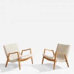 Milo Baughman Lounge Chairs with Wood and Fabric USA 1950s - 4786493
