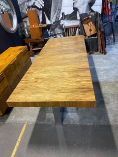 Milo Baughman Lovely Milo Baughman Lacewood Dining Table on a Polished Steel Cruciform Base - 4370770