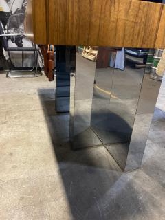 Milo Baughman Lovely Milo Baughman Lacewood Dining Table on a Polished Steel Cruciform Base - 4370775