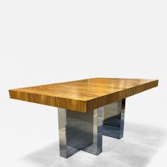 Milo Baughman Lovely Milo Baughman Lacewood Dining Table on a Polished Steel Cruciform Base - 4371144