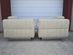 Milo Baughman Lovely Pair of Channel Tufted Milo Baughman Cube Chairs Chrome Base Mid Century - 1229058