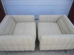 Milo Baughman Lovely Pair of Channel Tufted Milo Baughman Cube Chairs Chrome Base Mid Century - 1229061