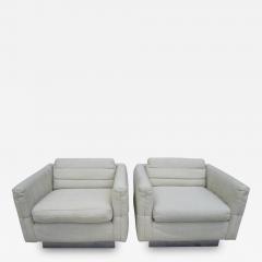 Milo Baughman Lovely Pair of Channel Tufted Milo Baughman Cube Chairs Chrome Base Mid Century - 1229664