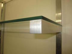 Milo Baughman Lovely Pair of Floating Aluminum and Glass Shelves Etagere Mid century Modern - 1843601