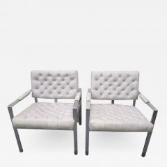 Milo Baughman Lovely Pair of Milo Baughman Thayer Coggin Tufted Chrome Lounge Chairs - 1201583