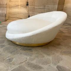 Milo Baughman MILO BAUGHMAN Luxurious White Round Loveseat Sofa Lounge Gold Leaf Base 1970s - 2019931