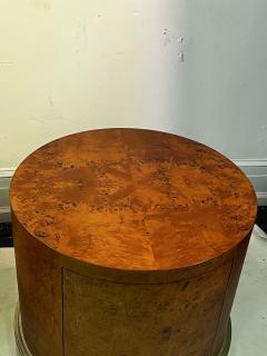 Milo Baughman MODERN BURL WOOD DRUM TABLES WITH SILVERLEAF BASE - 3331729