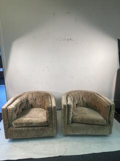 Milo Baughman MODERN LARGE SCALE CRUSHED VELVET SWIVEL CHAIRS BY MILO BAUGHMAN - 3328811
