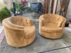 Milo Baughman MODERN PAIR OF BUTTON TUFTED SWIVEL CHAIRS - 2269840