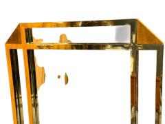 Milo Baughman MODERNIST GOLDTONE SQUARE TUBULAR BURLWOOD ELONGATED OCTAGONAL MIRROR - 4467237