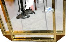 Milo Baughman MODERNIST GOLDTONE SQUARE TUBULAR BURLWOOD ELONGATED OCTAGONAL MIRROR - 4467239