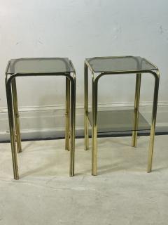 Milo Baughman MODERNIST PAIR OF GOLD TUBULAR DOUBLE TIER SIDE TABLES - 2046989