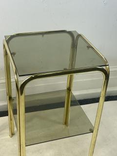 Milo Baughman MODERNIST PAIR OF GOLD TUBULAR DOUBLE TIER SIDE TABLES - 2046991