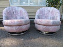 Milo Baughman Magnificent Pair Milo Baughman Thayer Coggin Swivel Chrome Rocker Chairs - 3031763