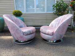 Milo Baughman Magnificent Pair Milo Baughman Thayer Coggin Swivel Chrome Rocker Chairs - 3031764