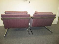Milo Baughman Magnificent Pair of Milo Baughman Angled Chrome Flat Bar Lounge Chairs - 1229764