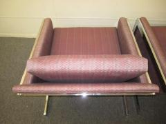 Milo Baughman Magnificent Pair of Milo Baughman Angled Chrome Flat Bar Lounge Chairs - 1229766